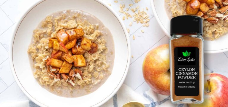 Warm Ceylon Cinnamon Spiced Apple Oatmeal